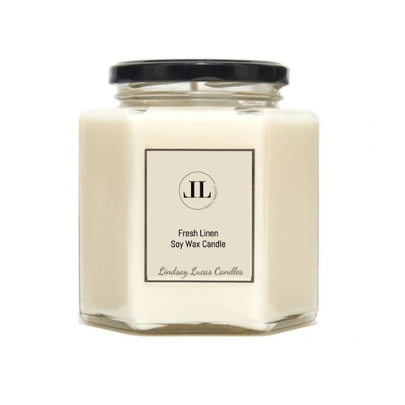 Fresh Linen Scented Candle, Soy Wax Vegan Candle, Clean Cotton
