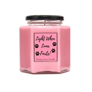 Personalised Dog Fart Candle, Funny Scented Soy Wax Candle Dog Lover Gift Custom Add Your Own Name/Text image 3