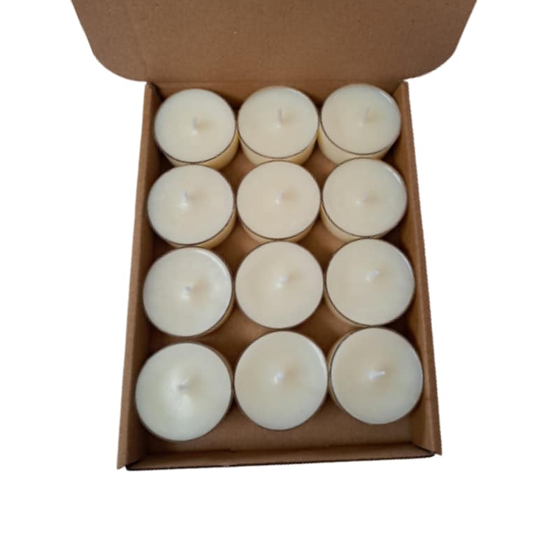 white soy wax scented round tea light candles