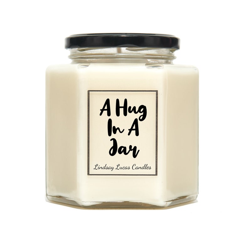 A Hug In A Jar Scented Candle Gift For Friend/Girlfriend/Boyfriend, Good Vibes, Vegan Soy Candles. Send  A Hug 