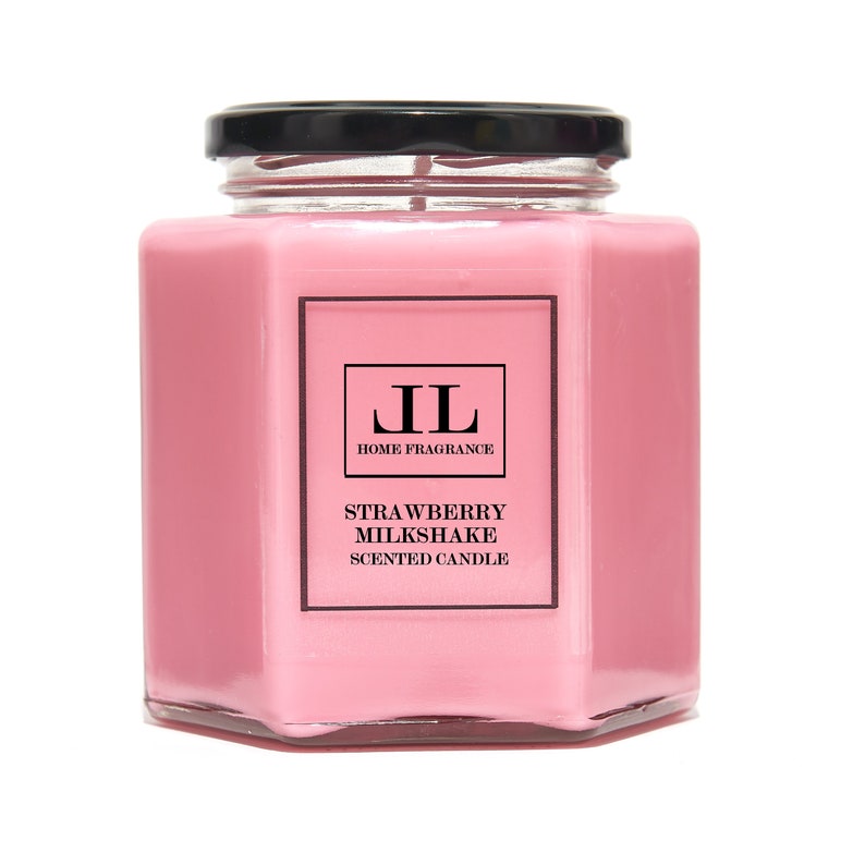 Strawberry Scented Soy Candle, Fruity Scent, Pink Candles image 1