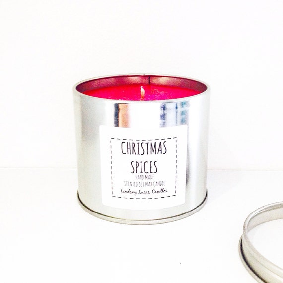 Tin Candle Christmas Candles Scented Candle Christmas Etsy