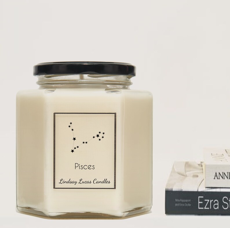 Pisces Star Sign SCENTED CANDLE, Zodiac Constellation Astrology Gift, Horoscope Birthday Candles Astronomy image 2