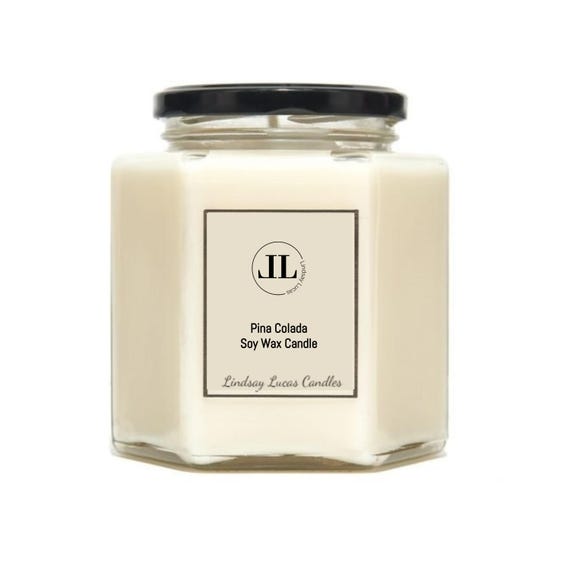 Pina Colada Scented Candle, Cocktail Soy Wax Natural Vegan Candles