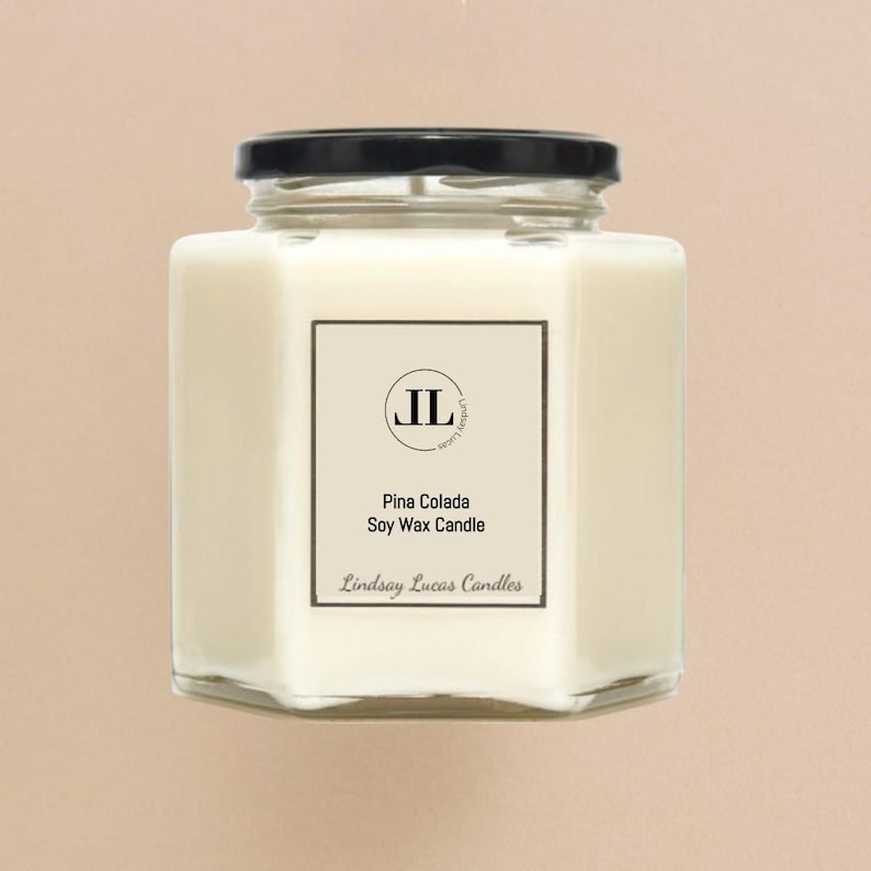 Pina Colada Scented Candle, Cocktail Soy Wax Natural Vegan Candles image 3