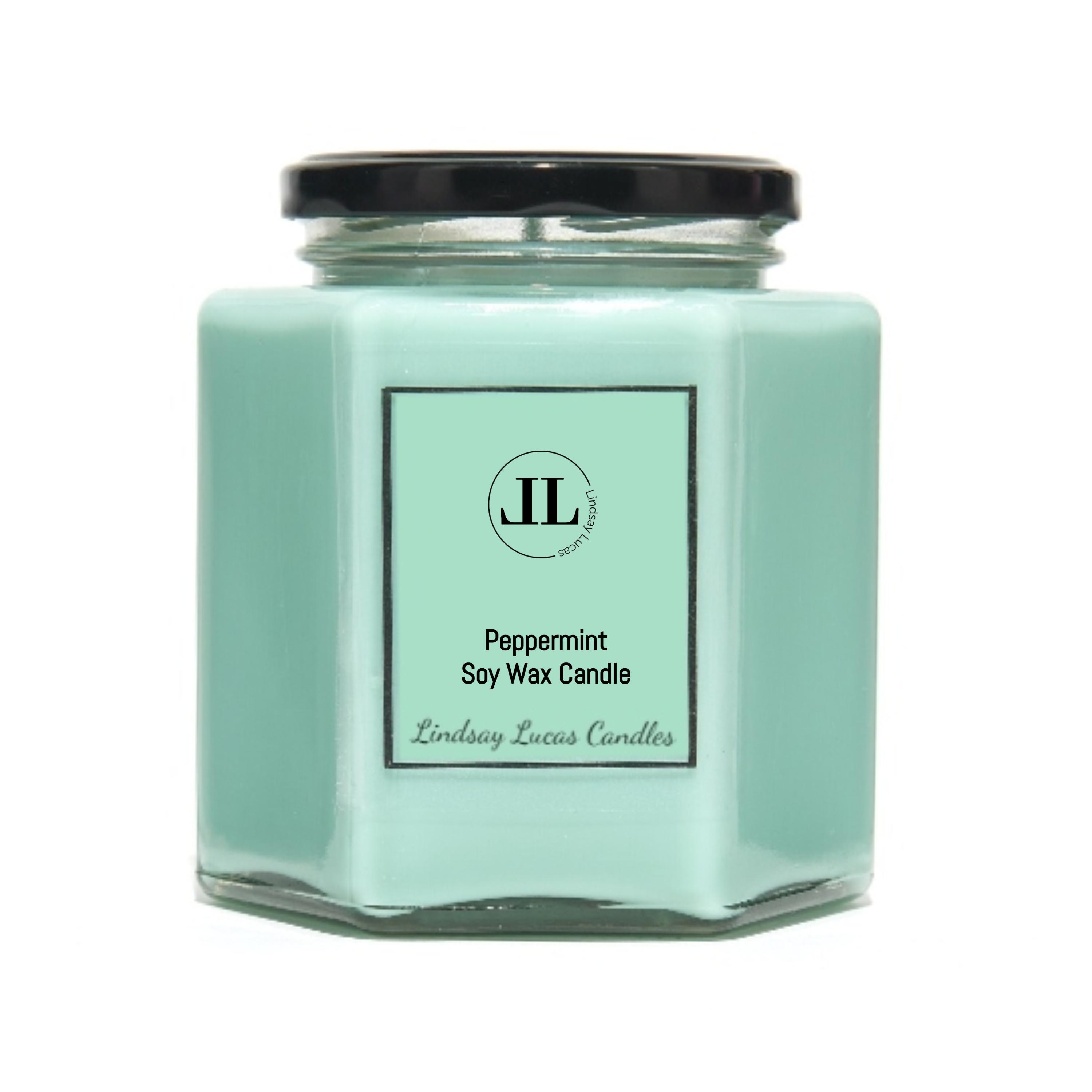 Peppermint Scented Candle, Natural Soy Wax Essential Oil Candles, FRESH TYPE Strong Smelling