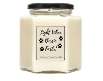 Personalised Dog Fart Candle, Funny Scented Soy Wax Candle Dog Lover Gift - Custom Add Your Own Name/Text