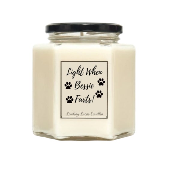Personalised Dog Fart Candle, Funny Scented Soy Wax Candle Dog Lover Gift - Custom Add Your Own Name/Text
