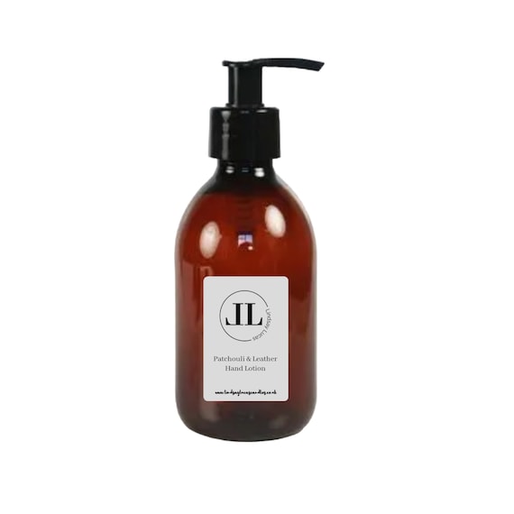Patchouli & Leather Hand Cream Moisturising Lotion 200ml Reusable Glass Bottle