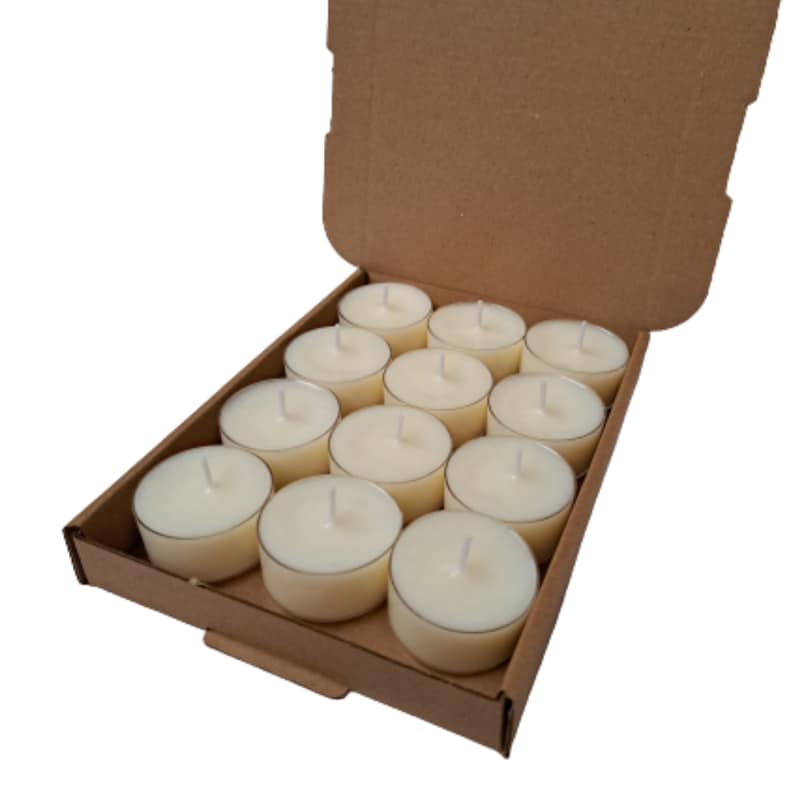 white soy wax scented round tea light candles