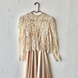 Vintage 90s Rona Di Montella Lace, Sequin, Beaded, and Silk Dress