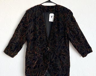 Vintage Velvet Blazer – 80s/90s Autumnal Foliage, Brass Button