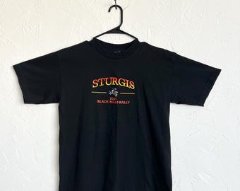 Vintage 2001 Y2K Harley Davidson Style Sturgis Biker Motorcycle Rally Embroidered T-Shirt - Medium