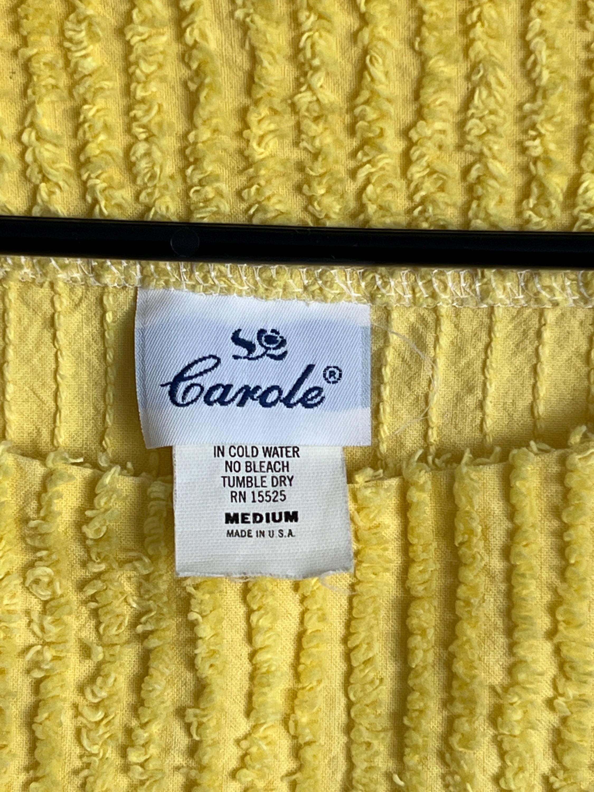 Vintage 60s 70s Chenille Yellow Comfy Two Piece Set - Pajamas