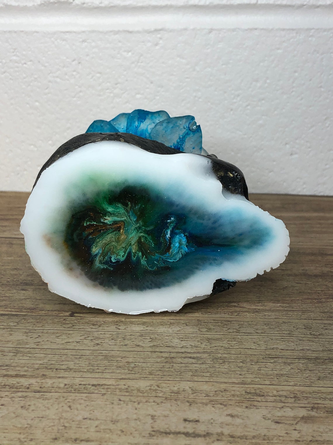 Epoxy resin galaxy colorful skull, flower head skull, gothic gift