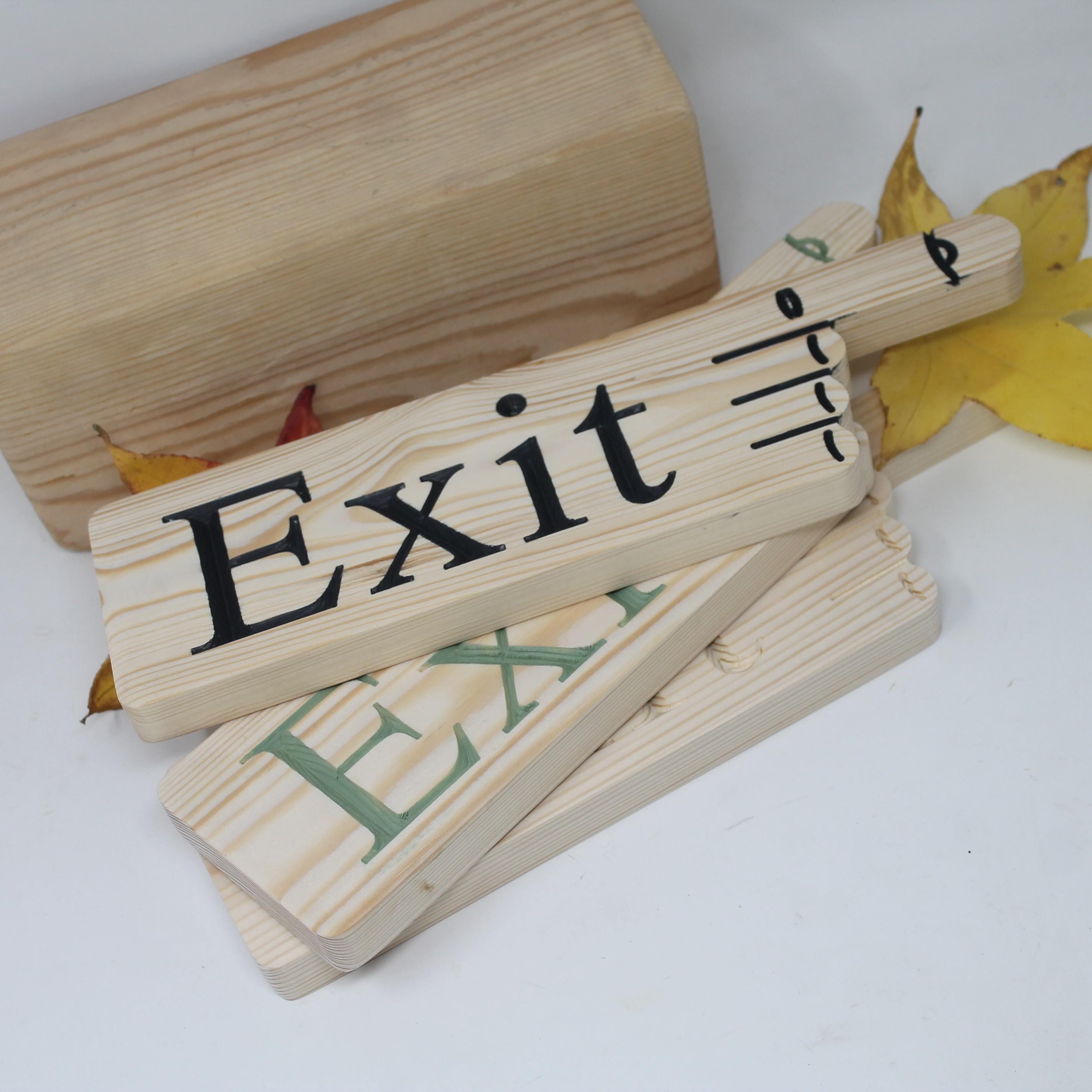 Solid Wood Exit Sign: Playful Finger Pointing Graphic Wall Decor - Etsy UK