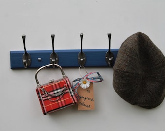 Traditional coat & hat coat-rack with Victorian double hooks, hallway clothes storage, classic wall coat hanger, 17 colours, 1 to 10 hooks