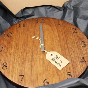 Large Round Clock Solid Walnut Modern Minimalist Scandinavian UK Made Classic