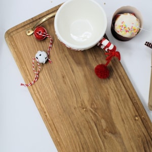 Charcuterie Board With Handles Solid Oak Serving Platter Wooden Cheese Board