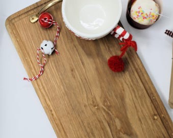 Charcuterie Board With Handles Solid Oak Serving Platter Wooden Cheese Board