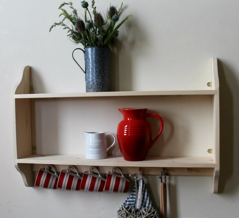Wall Shelving Unit Shelf With Small Shaker Pegs Kitchen Etsy UK