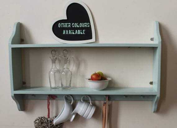 Shelving Unit With Small Pegs Wooden Wall Shelf Kitchen Storage With Cup or Mug Hooks Children Room Shelves Painted Wood Furniture Etsy