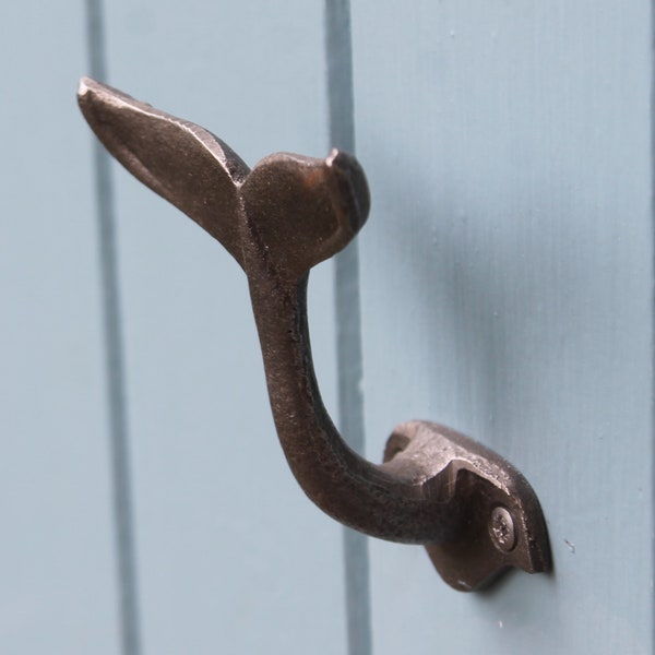 Wale tail bathroom hook for nautical, coastal, seaside or pirate theme decor, wall hook for towels or clothes in the shape of a fish tail