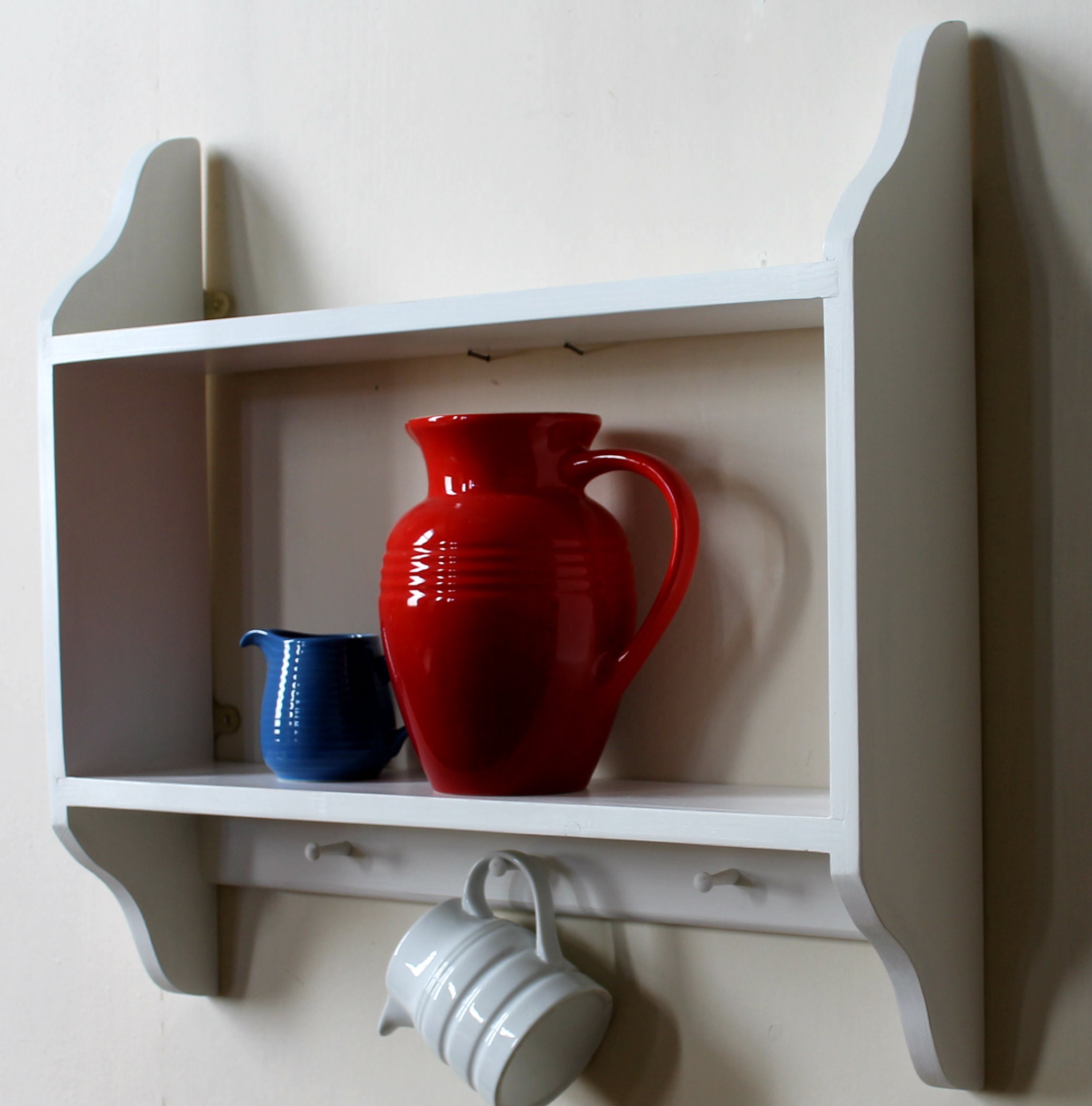 Shelving Unit With Small Pegs Wooden Wall Shelf Kitchen Etsy