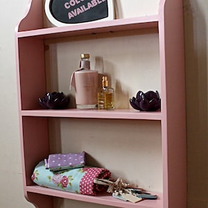 Pink girls room  shelf living room shelving wooden shelf for kitchen storage bedroom shelving unit three tier wooden shelf hand painted shelf rustic storage shelf hand made shelving green shelf kidsroom shelf nursery furniture