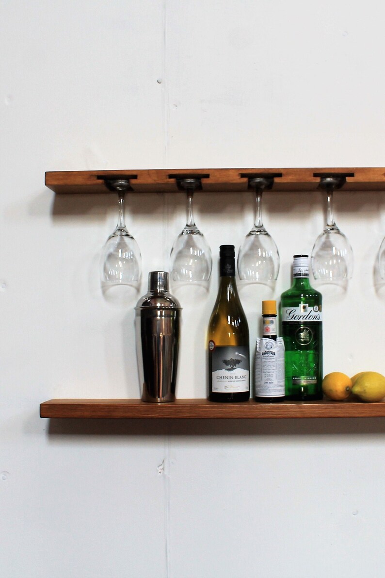 Wine Glass Floating Shelf Glassware Storage Bar Wall Shelf Etsy