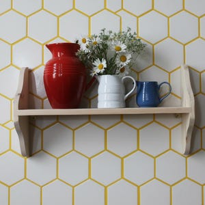 Painted Wall Shelf: Hand-painted Kitchen Storage, One Tier  With High Sides