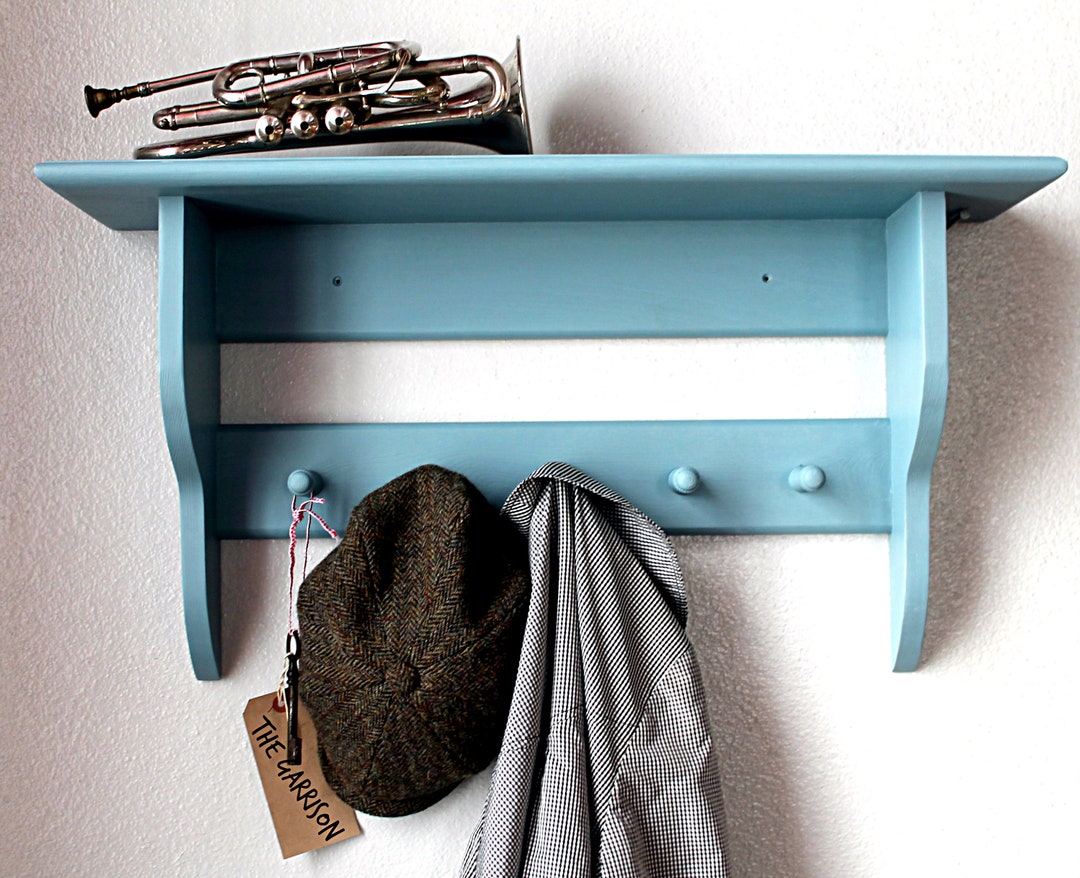 Hallway Shelf With Coat Pegs, Large Shelf With Pegs, Wall Shelf for Towels, Wall Shelf for