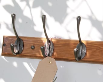 Wooden Coat Rack With Hooks 17 Colours, For Hallway Or Bathroom Towels
