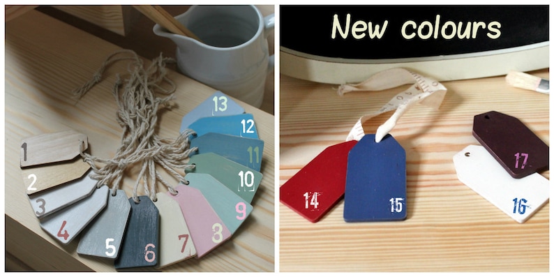May include: A color chart with 17 paint samples, numbered 1 through 17. The samples are arranged in a semi-circle, with the new colors on the right side of the chart. The new colors are labeled "New colors".