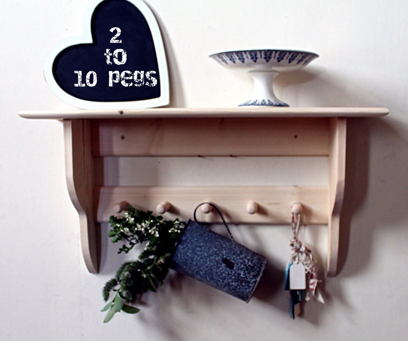 Hallway Shelf With Coat Pegs Large Shelf With Pegs Wall Etsy UK