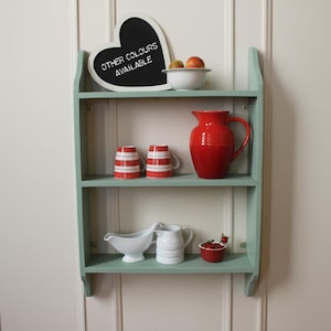 Painted Wooden Wall Shelf: Three Tier Shabby Chic Kitchen Rack image 1