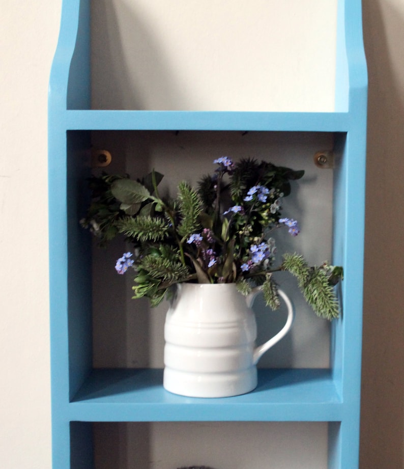 Turquoise shelf living room shelving wooden shelf for kitchen storage bedroom shelving unit three tier wooden shelf hand painted shelf rustic storage shelf hand made shelving green shelf