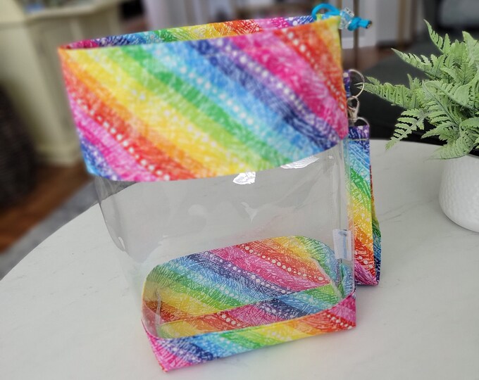Pastel Rainbow Stripes Medium Clear Vinyl Project Bag for Etsy