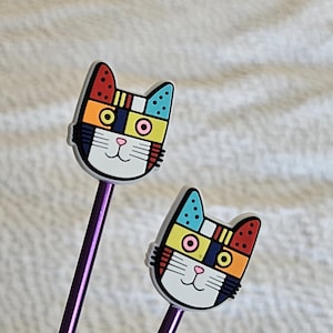 Colorful Art Cat Needle Stopper Protector - set of 2 needle point protectors, made from silicone rubber NS51