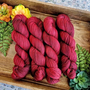 Christmas Cardinal - Standard Sockengarn | Bunte gesprenkelte handgefärbte Wolle | Garnstärke superwash 100% Merino-Nylon-Wolle Y002V