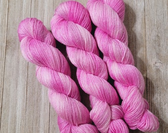 Tropical Pinks Recycled Wool Sock Yarn |  Variegated Organic Hand Dyed Yarn | Fingering weight sustainable recycled wool & tencel Y024