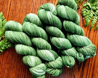 Forbidden Forest Moss - Standard Sock Yarn | Green Tonal Hand Dyed Yarn | Fingering weight superwash merino nylon yarn Y002V