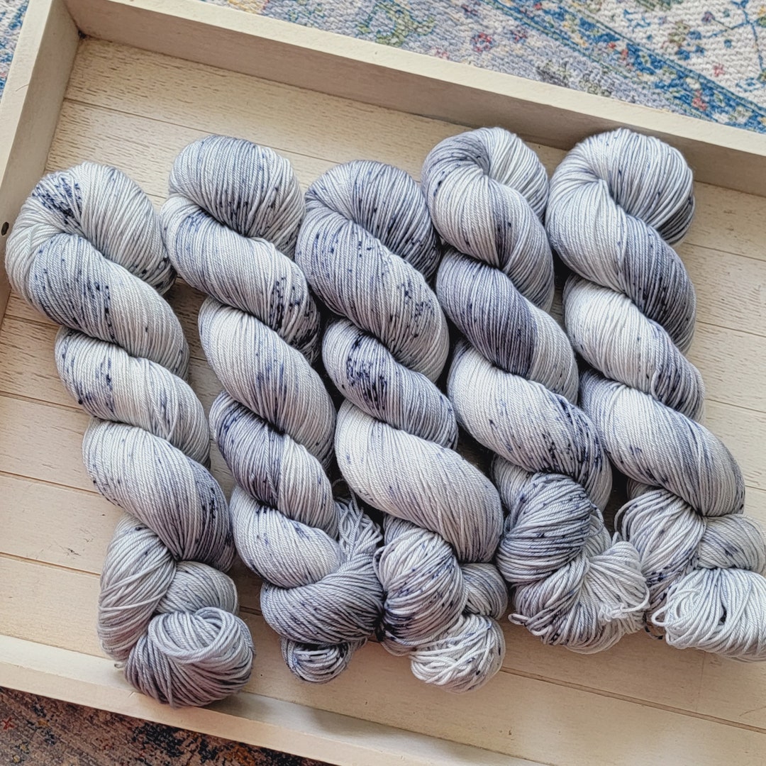 Slate Rubble Deluxe Soft Sock Yarn Tonal Speckled Hand Dyed Yarn