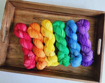 Gay Pride Speckled Rainbow Set of 6 | Semi-Solid Hand Dyed Superwash Merino/Nylon Fingering Sock Yarn SPRHT100