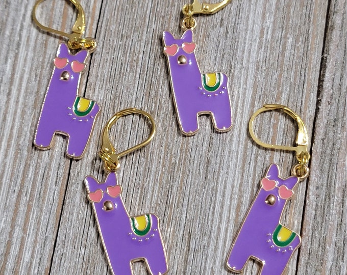 Christmas themed enamel stitch markers progress keepers Noel gifts reindeer stitch markers