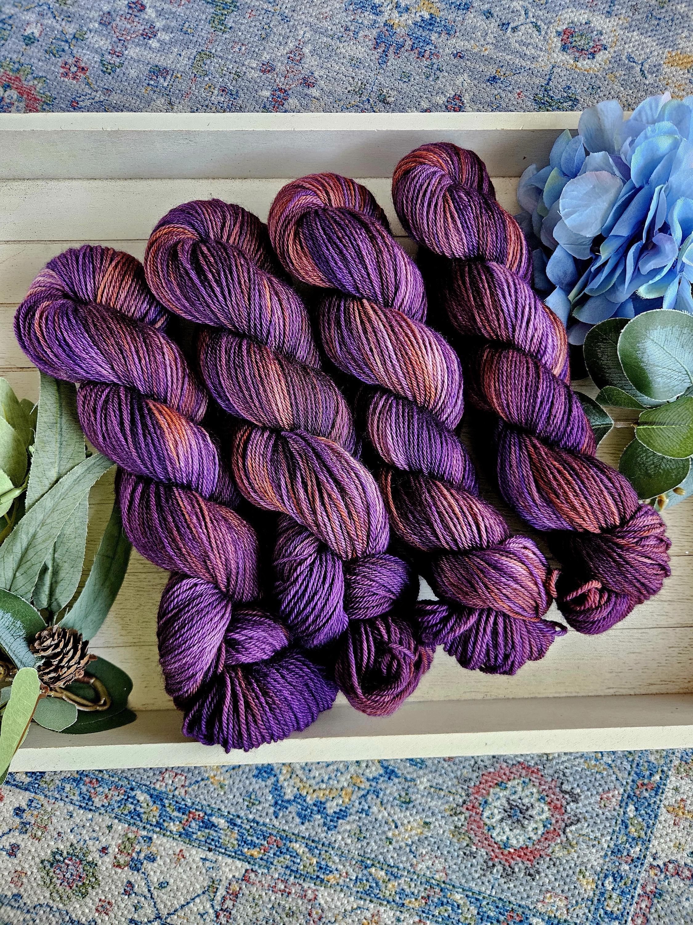 Midnight Amethyst - DK Super Wash Yarn | Hand Dyed Variegated Yarn