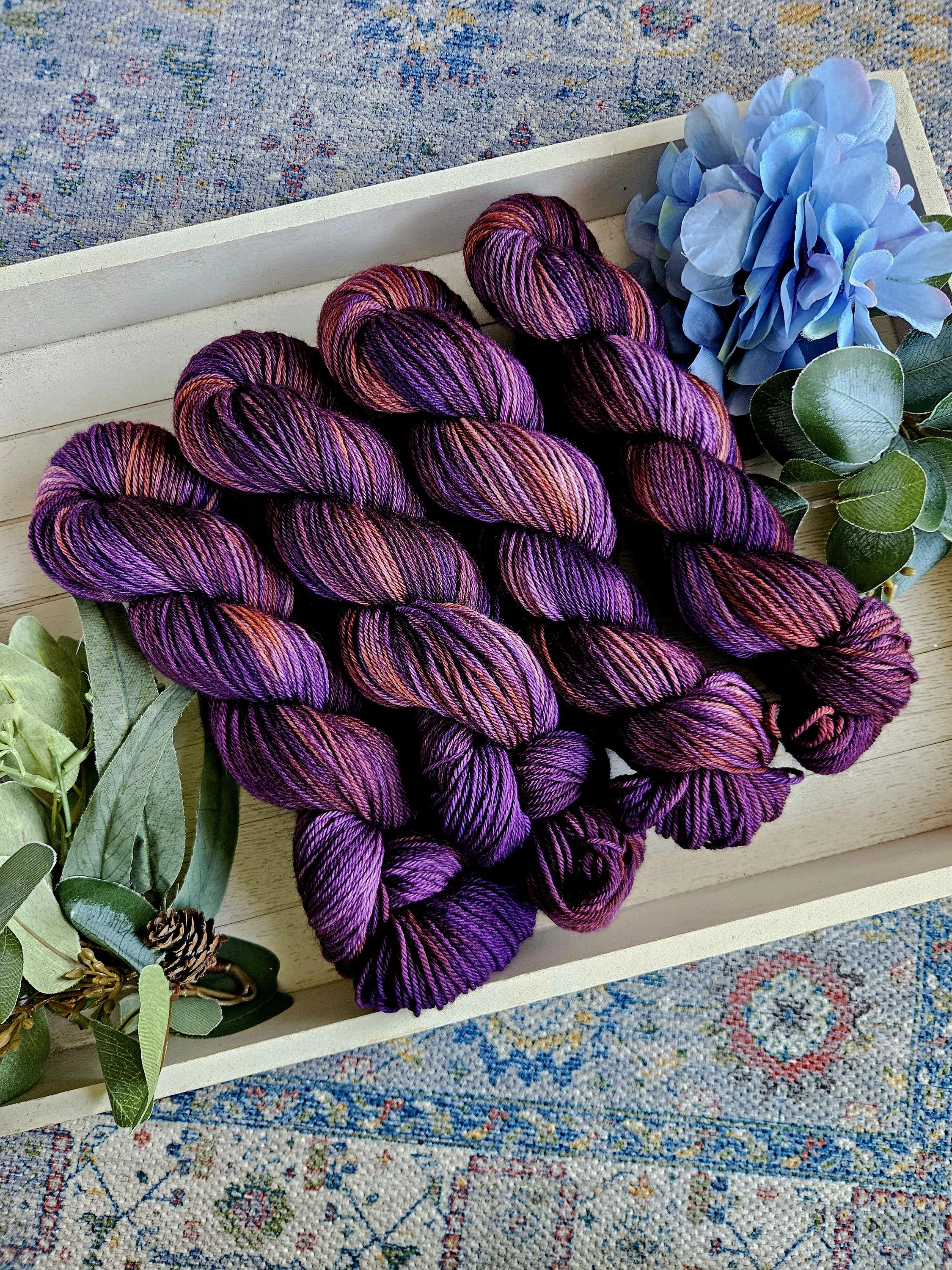 Midnight Amethyst - DK Super Wash Yarn | Hand Dyed Variegated Yarn