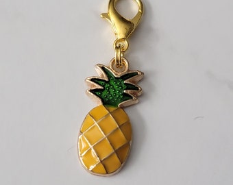 Pineapple Gold Progress Keeper with 12mm lobster clasp (single) Knitting Stitch Markers, Progress Markers PK084