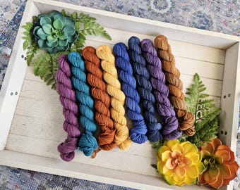 Sweata Weatha Fingering Mini Set de 8 minis de 20 gramos en colores otoñales para tejer a crochet MSS52