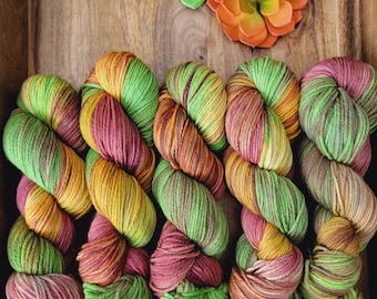 Mango Paradise - Sustainable DK Untreated Extrafine Merino Yarn 19.5 microns |  Variegated Hand Dyed Yarn | DK Light Worsted weight  Y023